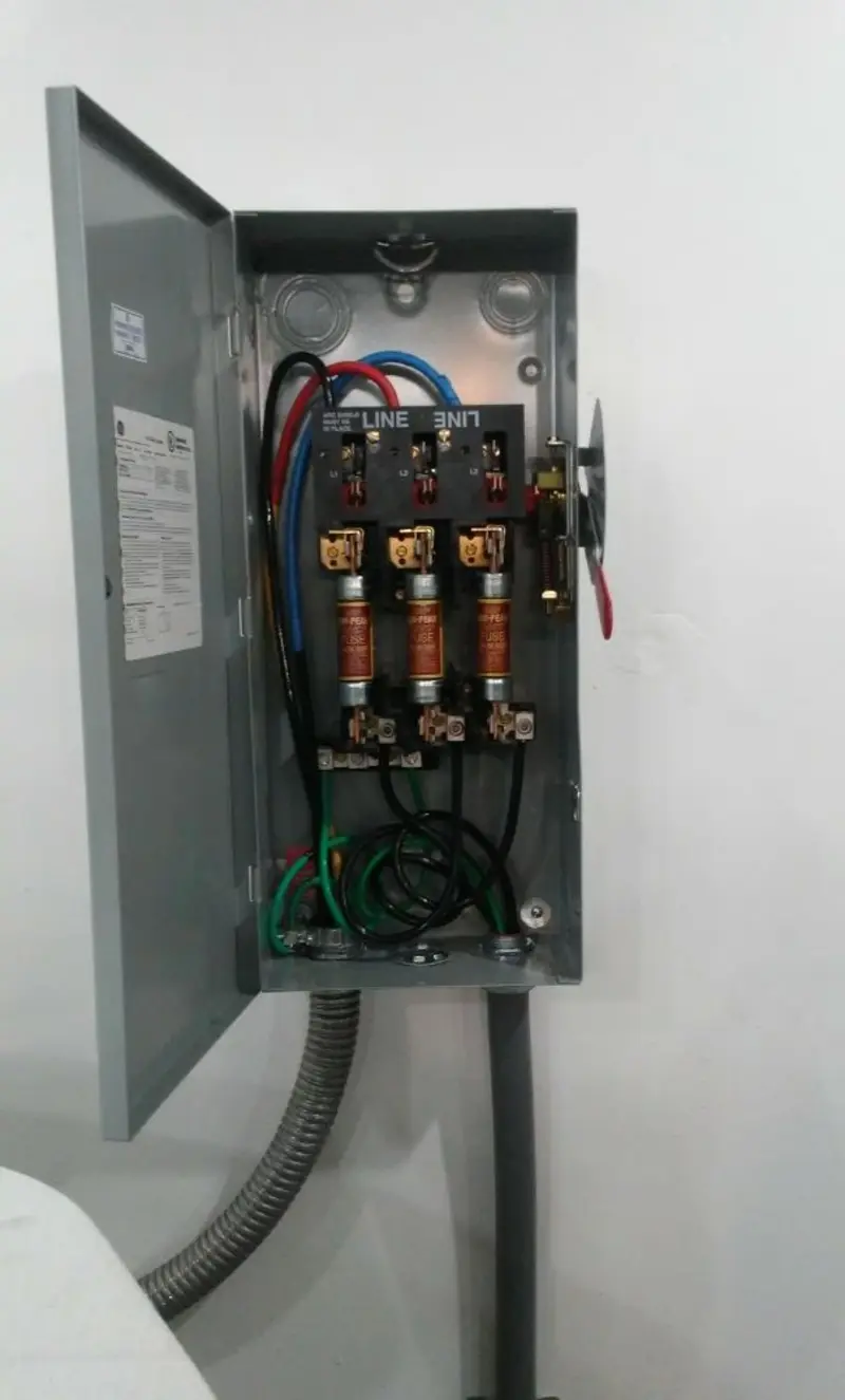 Three-phase disconnect switch installed for Smoke Detector Installation in St. John